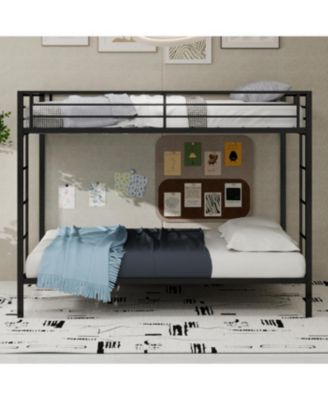 Multi-Functional Square Tube Iron Bunk Bed, Full-Size Upper/Lower, Robust Metal Frame