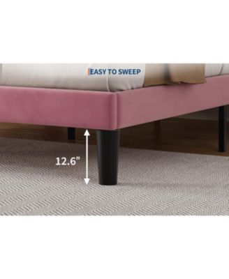 Linen Platform Bed with Button Tufted Headboard - Full