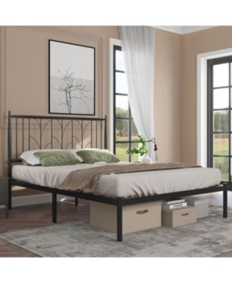 Metal Bed Frame, Full Platform Bed with Modern Style Headboard and Mattress Foundation with Spacious Underbed Storage