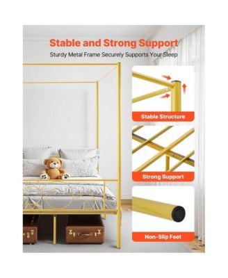 Canopy Bed with Metal Frame, Headboard, and Four Posters