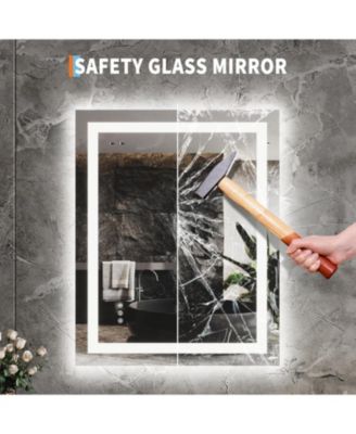 40x32 LED Lighted Anti-Fog Dimmable Bathroom Vanity Mirror with Front & Backlit for Wall