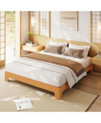 King Size Pine Wood & Metal Platform Underbed Storage 10.24" Clearance No Headboard Bed Frame