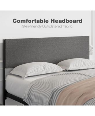 Queen Upholstered Bed Frame with Headboard Storage Platform 2 Drawers Footboard Steel Slats No Box Spring