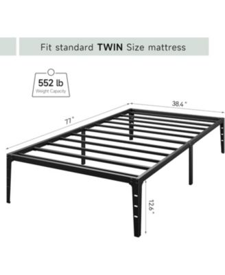 Twin Size 14 Inch Metal Platform Bed Frame with Under Bed Storage Heavy Duty Steel Slats