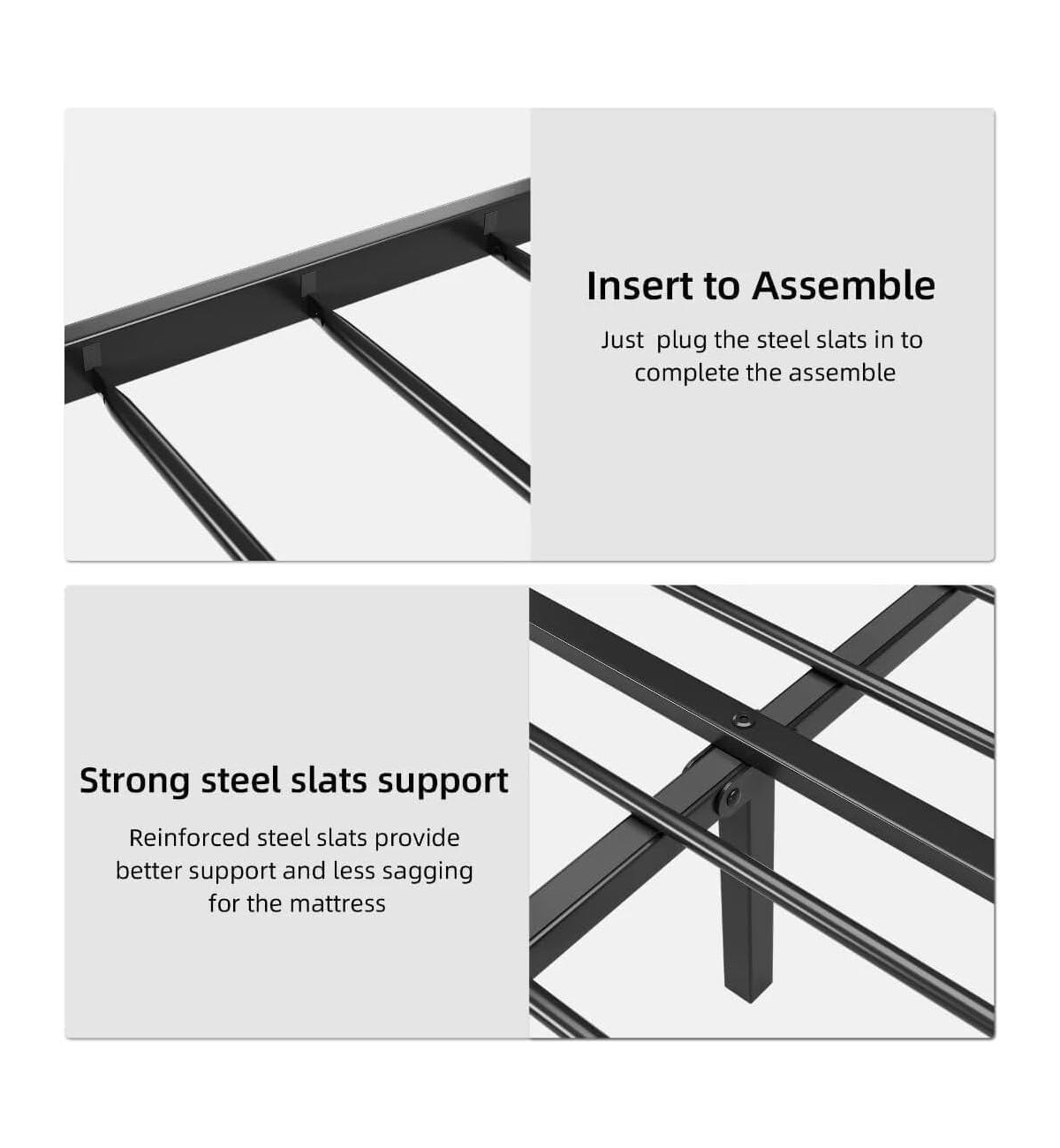 Gaomon Easy Assembly Queen Size Metal Platform Bed Frame Space Saving, for Living Room, Guest Room