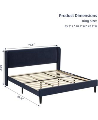 Easy Assembly King Size Bed Frame Upholstered Platform Bed Space Saving, for Living Room, Guest Room