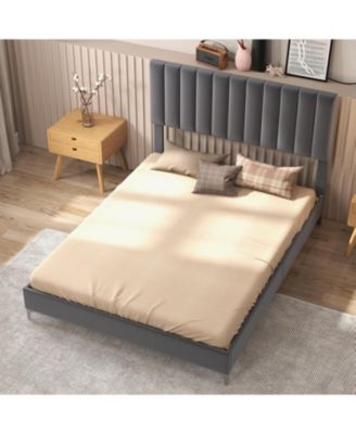 Full Velvet Adjustable Bed Frame, Strong Wooden Slat Support, Noise-Free, Easy Assembly, No Box Spring Needed