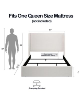 Streamdale Caron Textured Ivory Canvas Chenille Wingback Bed - Queen, Easy Assembly