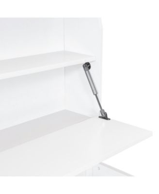 Streamdale Twin Wooden LED Platform Bed with Trundle, Storage Headboard & Drawers, White