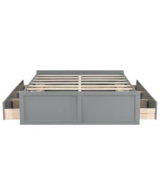 Wood Queen Size Platform Bed Frame with 6 Drawers