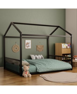 Metal Montessori Design, Safety Rails, Low-to-Ground Frame Bed Frame