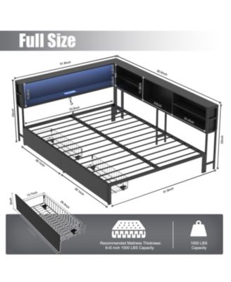 Corner Bed Frame: Full Daybed with Storage, Charging & LED