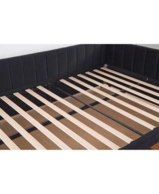 Upholstered Daybed with Storage Drawers & L-Shaped Headboard