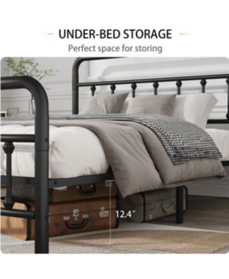 Streamdale Queen Metal Bed Frame with Headboard, Black