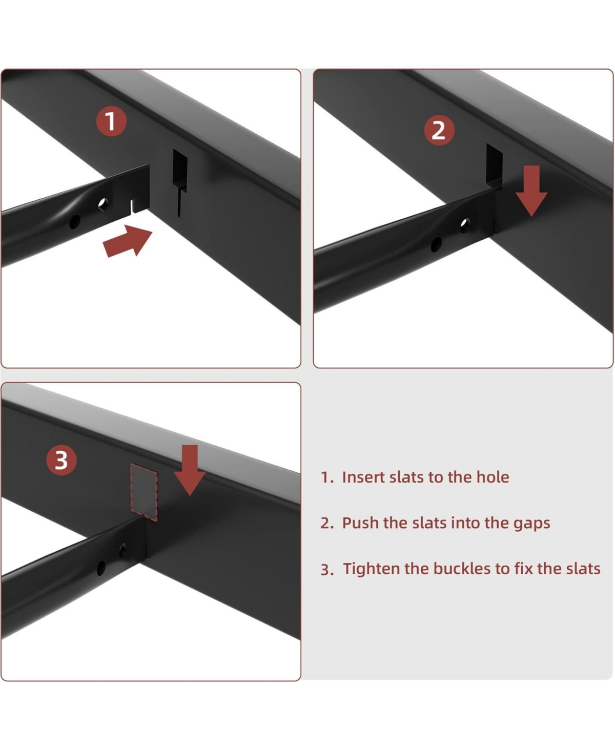 Gaomon + (Queen/King/Twin) Metal Headboard & Footboard Platform Bed Frame