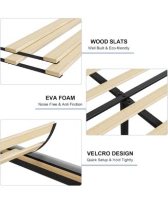 King Upholstered Platform Bed with Button Tufted Wingback Storage Headboard, Wood Slats, Charging Station, Noise-Free