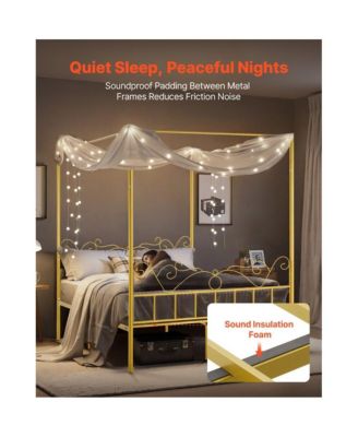 Metal Canopy Bed Frame with Headboard and Four Poster Style