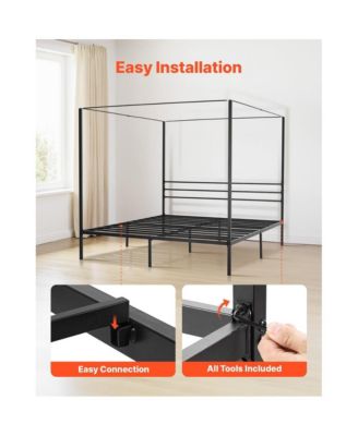 Four Poster Metal Canopy Bed Frame for Modern Bedroom