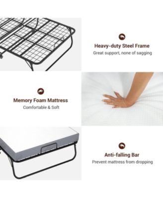 75"x 46" Folding Bed with Mattress, Foldable Guest Rollaway Bed with Cover and Sturdy Metal Frame
