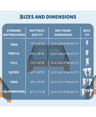 Twin XL Platform Bed Frame with Underbed Storage, 10.24" Clearance, Wood & Metal Slats, No Headboard, Pine