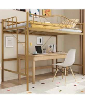 Twin Size Loft Bed with Ladder Full Safety Guardrail Heavy Duty Metal Frame 400lbs Space Saving