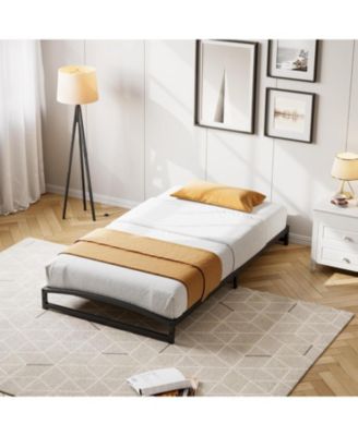 Twin Size 6 Inch Metal Platform Bed Frame Heavy Duty Slats Underbed Storage Noise-Free Non-Slip Black