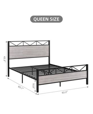 King Size Triangular Panel Platform Bed Light Gray Woodgrain Space-Saving No Box Spring