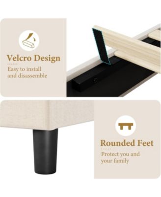 Queen Upholstered Bed Frame Heavy Duty Platform Upholstered Headboard Strong Wood Slats