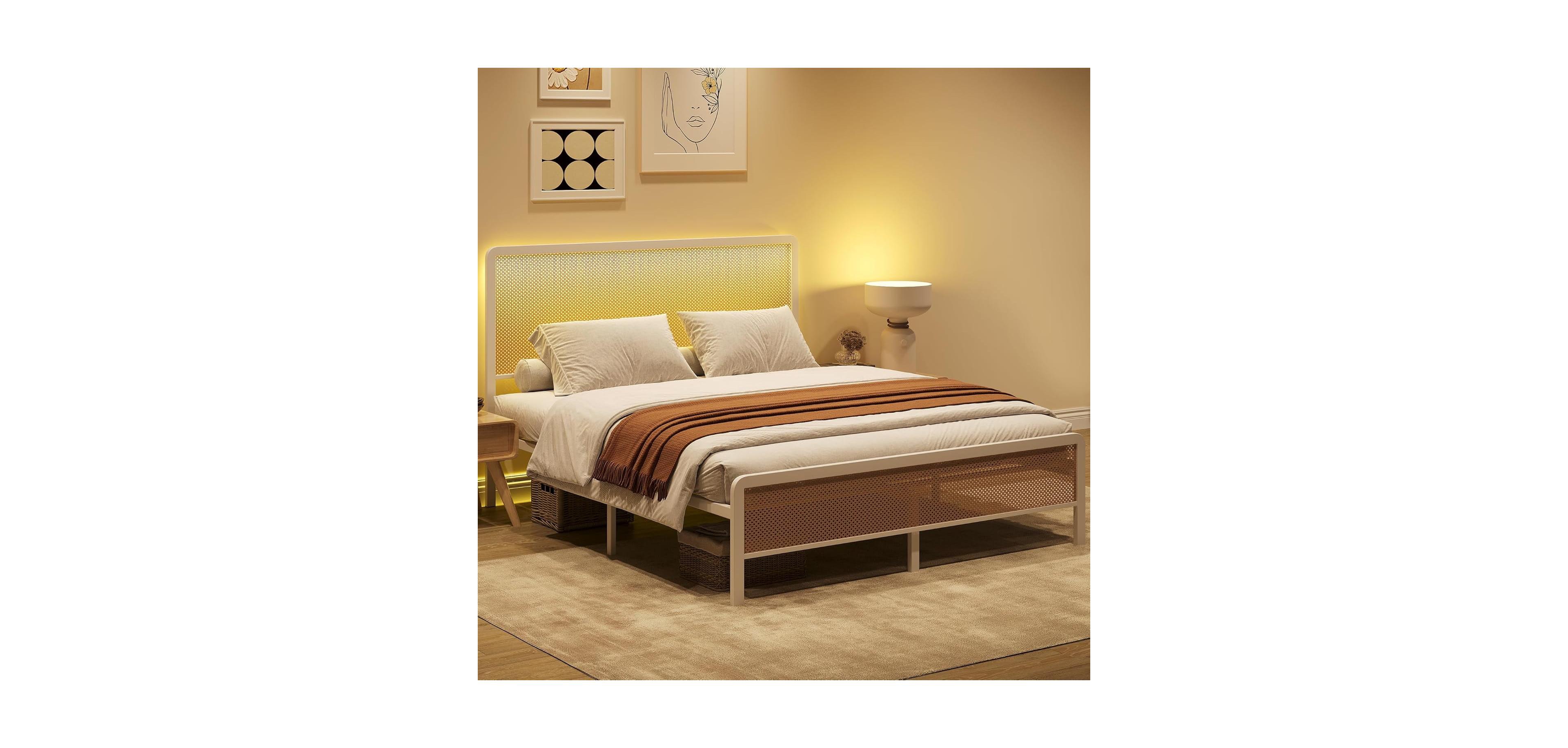 Gaomon Easy Assembly Queen Size Bed Frame Space Saving, for Living Room, Guest Room