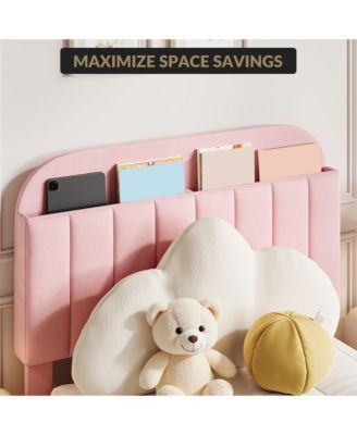 Easy Assembly Twin Size Bed Frame Upholstered Platform Bed Space Saving, for Living Room, Guest Room