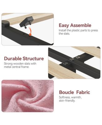 Twin Bed Frame with Storage Headboard, Girls Bed Frame with 2 Drawers