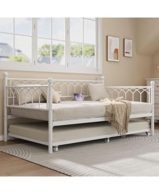 + Twin + Wood/Metal (or specify actual material) + Charging Station & LED Lights + Daybed with Trundle