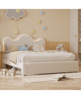 Queen Bed Frames Lamb Velvet Twin Beds Cute Platform Bed Frame for Girls, Boys,Sturdy Platform Bed