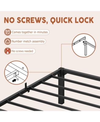 14 Inch Heavy Duty Metal Platform Bed Frame with Durable Iron Slat Support and Legs Bed Frame, Twin