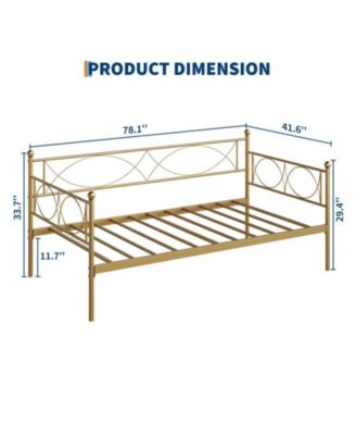 Twin daybed with Trundle, Metal Twin Daybed, Day Bed Sofa Bed Frame with Steel Slat Support, Multifunctional Daybed Frame