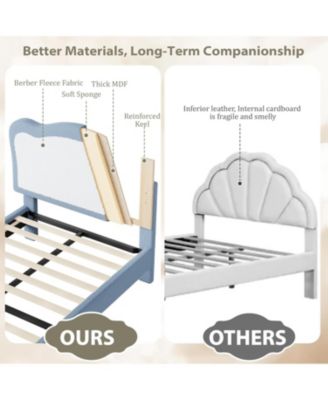 Full Soft Upholstered Velvet Bed Frame for Kids