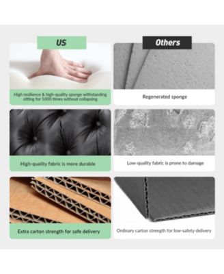 Wales Contemporary 84" Upholstered Button-tufted Sofa with Metal Legs