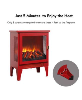 25 inch Stand Side Table with 3-Sided glass Electric Fireplace