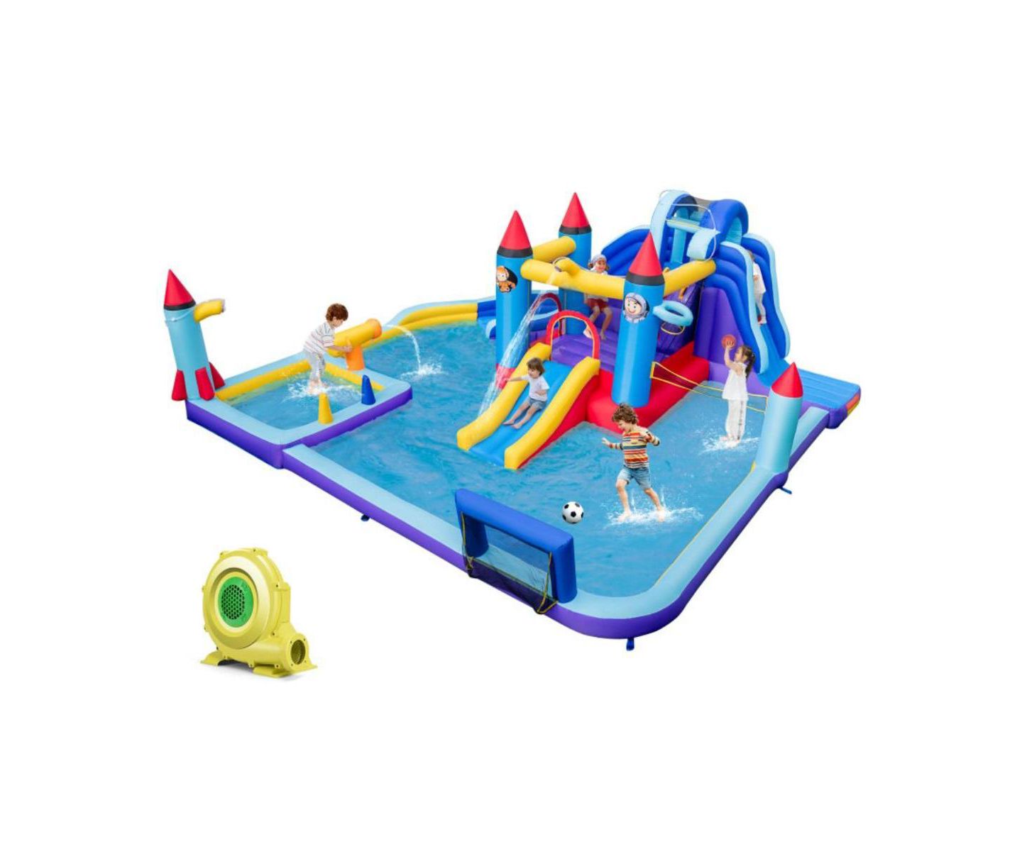 Детская игрушка HONGGE Rocket Inflatable Water Slide Park with 950W Blower, цвет: Синий — фото 1