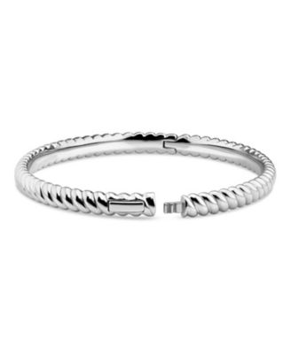 Twisted Rope Bangle Bracelet in Rhodium Plated Sterling , Size