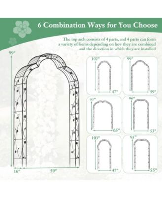 99'' Tall Garden Arch Arbor Trellis w/6 Combination Ways & 2 Installation Methods