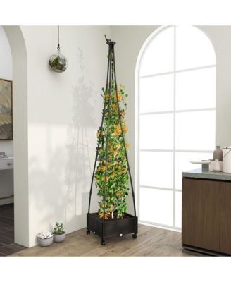 2PCS 81'' Garden Obelisk Trellis for Climbing Plants Tall Plant Support w/ Wheels