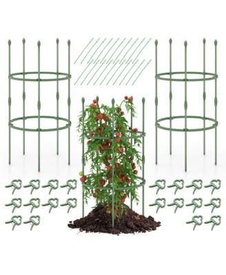 3-Pack Garden Tomato Trellis 40'' Plant Support Cage w/ Adjustable Size for Plants