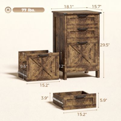 3 Drawer File Cabinet, Filing Cabinet for A4 or Letter Size