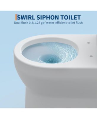 17.5 Inch Tall Toilet, One-Piece Round Toilet with ADA Comfort Chair Height Seat, Powerful 0.8/1.28L GPF Dual Flush