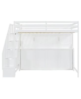 Full Over Full Size Murphy Bed with Hydraulic Lift & Desk Design