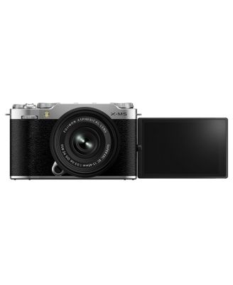 X-M5 Mirrorless Camera with XC 15-45mm f/3.5-5.6 OIS PZ Lens, Silver, Bundle with 64GB Memory Card, Camera Case