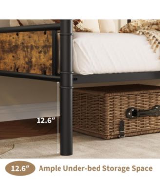 Twin Size Daybed Frame with Headboard - Sturdy Metal & MDF Sofa Bed for Living Room, Bedroom or Guest Room, Easy Assembly