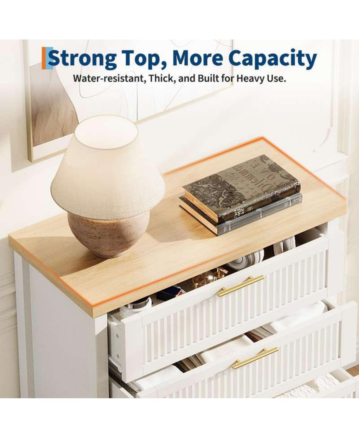 gaomon 4-Drawer Modern Fluted Dresser Bedroom Chest, Fluted Drawers with Metal Handle, Large Storage Cabinet for Nursery, Living Room