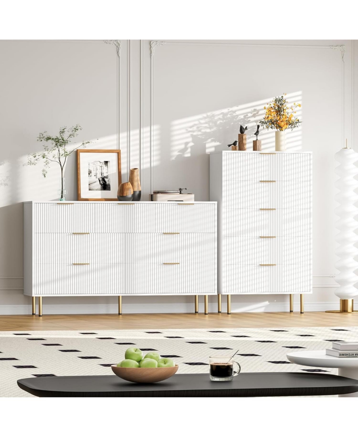 gaomon 47.9" Tall 5-Drawer Wood Modern Dresser with Metal Handle